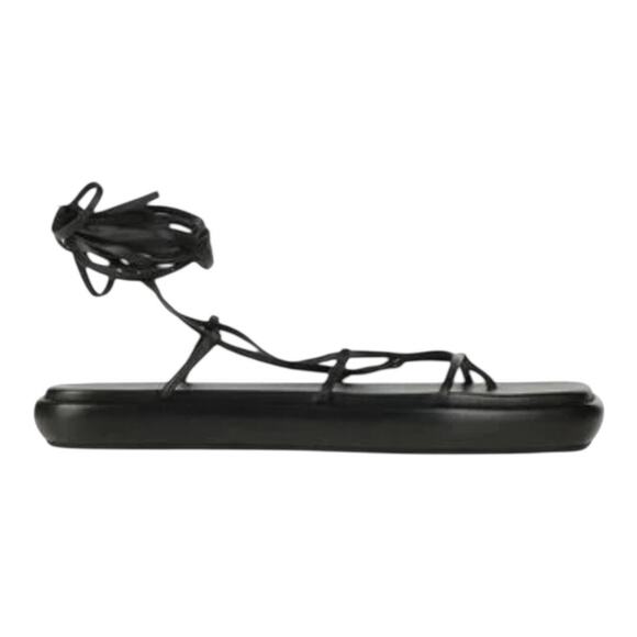 Ilio Smeraldo Women's Lace Up Flip Flop Sandals Leather Black Size EU 37/ US 7 - Picture 2 of 9